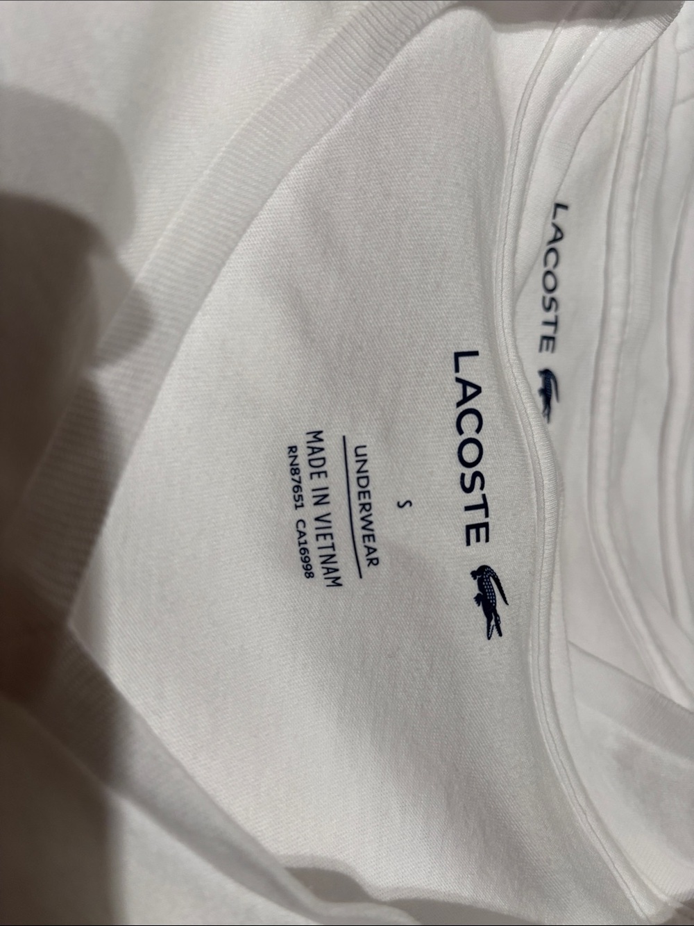 Lacoste White Short-Sleeve V-Neck Tee with Crocodile Logo Lot of 5 Slim fit. - Picture 2 of 5